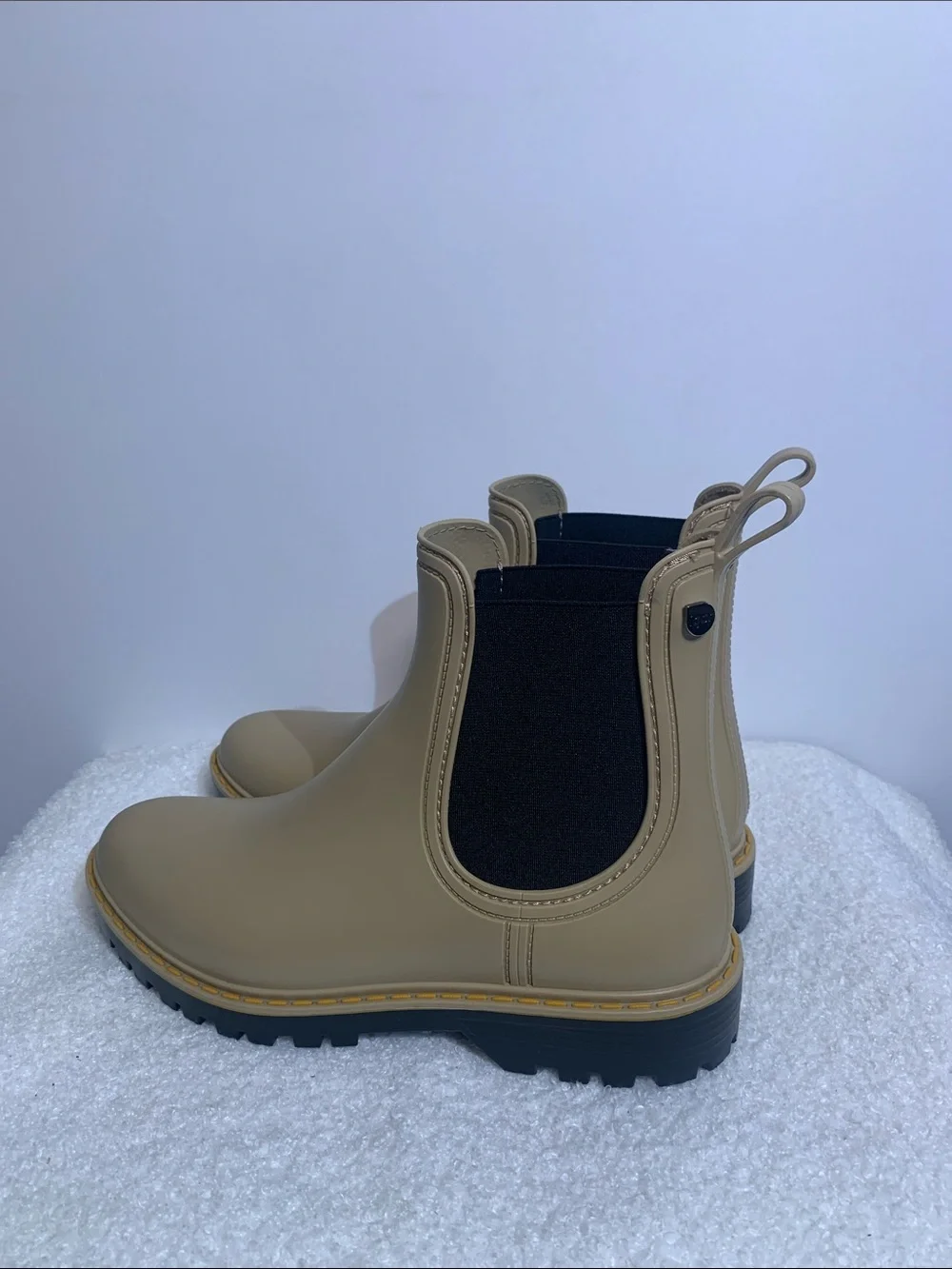Igor Taupe Chelsea Rain Booties with Black Elastic